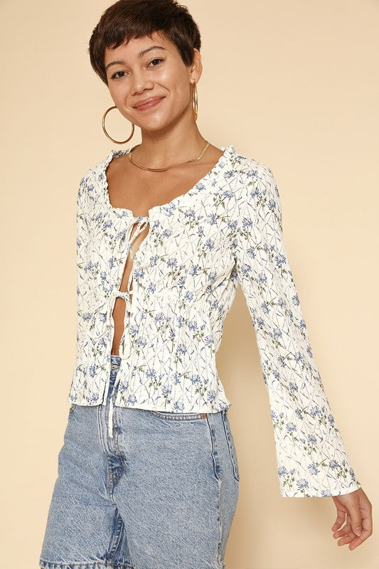 Tie front floral top-Miss Sparkling-[option4]-[option5]-[option6]-[option7]-[option8]-Shop-Boutique-Clothing-for-Women-Online