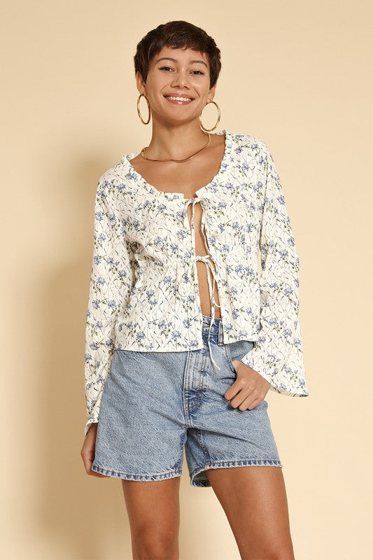 Tie front floral top-Miss Sparkling-[option4]-[option5]-[option6]-[option7]-[option8]-Shop-Boutique-Clothing-for-Women-Online