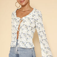 Tie front floral top-Miss Sparkling-WHITE MULTI-S-[option4]-[option5]-[option6]-[option7]-[option8]-Shop-Boutique-Clothing-for-Women-Online