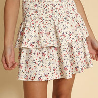 Floral smocked ruffle mini skirt-Miss Sparkling-WHITE MULTI-S-[option4]-[option5]-[option6]-[option7]-[option8]-Shop-Boutique-Clothing-for-Women-Online