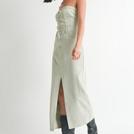 BUTTON UP TUBE DENIM DRESS WITH SLIT-Emory Park-[option4]-[option5]-[option6]-[option7]-[option8]-Shop-Boutique-Clothing-for-Women-Online