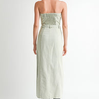 BUTTON UP TUBE DENIM DRESS WITH SLIT-Emory Park-[option4]-[option5]-[option6]-[option7]-[option8]-Shop-Boutique-Clothing-for-Women-Online