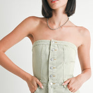 BUTTON UP TUBE DENIM DRESS WITH SLIT-Emory Park-[option4]-[option5]-[option6]-[option7]-[option8]-Shop-Boutique-Clothing-for-Women-Online