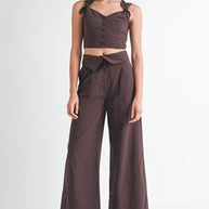 BUTTON UP CROPPED TOP WITH SHOULDER TIES-Emory Park-[option4]-[option5]-[option6]-[option7]-[option8]-Shop-Boutique-Clothing-for-Women-Online