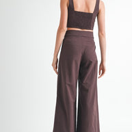 BUTTON UP CROPPED TOP WITH SHOULDER TIES-Emory Park-[option4]-[option5]-[option6]-[option7]-[option8]-Shop-Boutique-Clothing-for-Women-Online