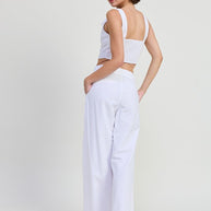 BUTTON UP CROPPED TOP WITH SHOULDER TIES-Emory Park-[option4]-[option5]-[option6]-[option7]-[option8]-Shop-Boutique-Clothing-for-Women-Online