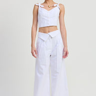 BUTTON UP CROPPED TOP WITH SHOULDER TIES-Emory Park-[option4]-[option5]-[option6]-[option7]-[option8]-Shop-Boutique-Clothing-for-Women-Online