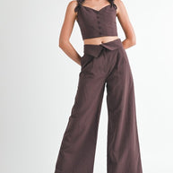 BUTTON UP CROPPED TOP WITH SHOULDER TIES-Emory Park-[option4]-[option5]-[option6]-[option7]-[option8]-Shop-Boutique-Clothing-for-Women-Online