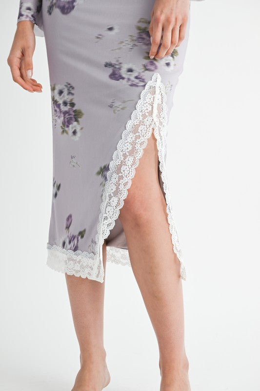 FLORAL MIDI SKIRT WITH LACE TRIM-Emory Park-[option4]-[option5]-[option6]-[option7]-[option8]-Shop-Boutique-Clothing-for-Women-Online