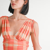 SHIRRED MINI DRESS WITH SHOULDER TIE-Emory Park-[option4]-[option5]-[option6]-[option7]-[option8]-Shop-Boutique-Clothing-for-Women-Online