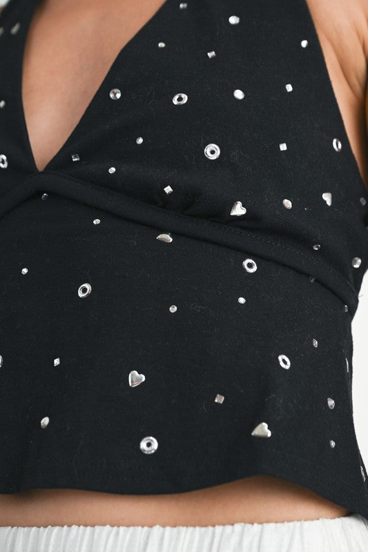 BABYDOLL HOT FIX HALTER TOP-Emory Park-[option4]-[option5]-[option6]-[option7]-[option8]-Shop-Boutique-Clothing-for-Women-Online