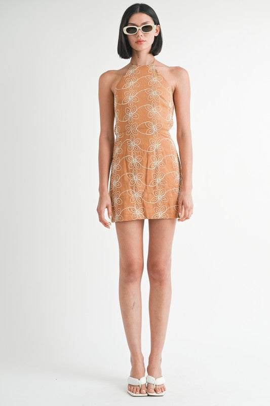 HALTER NECK PRINTED MINI DRESS WITH BACK TIE-Emory Park-[option4]-[option5]-[option6]-[option7]-[option8]-Shop-Boutique-Clothing-for-Women-Online