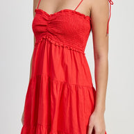 RUFFLED MINI DRESS WITH SMOCKING-Emory Park-[option4]-[option5]-[option6]-[option7]-[option8]-Shop-Boutique-Clothing-for-Women-Online