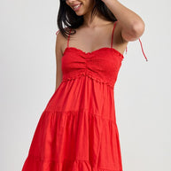 RUFFLED MINI DRESS WITH SMOCKING-Emory Park-[option4]-[option5]-[option6]-[option7]-[option8]-Shop-Boutique-Clothing-for-Women-Online