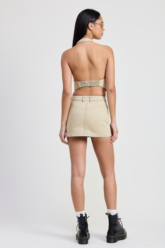 BUTTON DOWN HALTER NECK TOP-Emory Park-[option4]-[option5]-[option6]-[option7]-[option8]-Shop-Boutique-Clothing-for-Women-Online