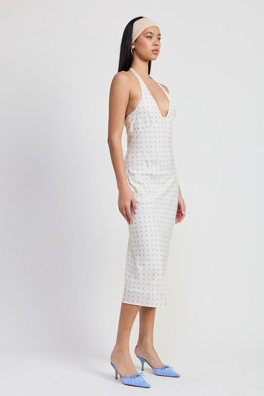 V NECK MIDI DRESS WITH NECK TIE-Emory Park-[option4]-[option5]-[option6]-[option7]-[option8]-Shop-Boutique-Clothing-for-Women-Online