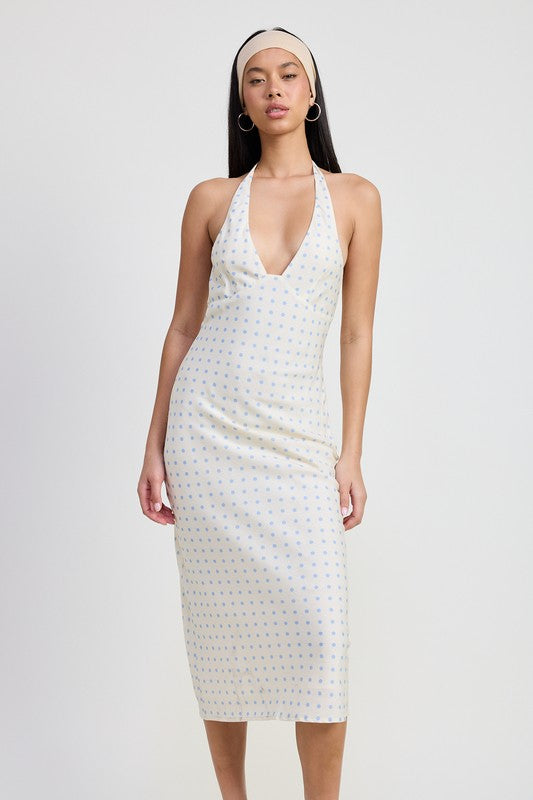 V NECK MIDI DRESS WITH NECK TIE-Emory Park-[option4]-[option5]-[option6]-[option7]-[option8]-Shop-Boutique-Clothing-for-Women-Online