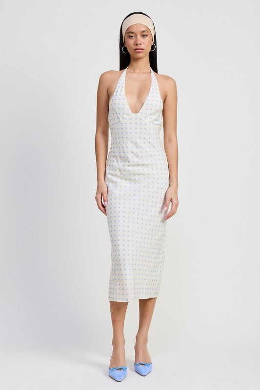 V NECK MIDI DRESS WITH NECK TIE-Emory Park-[option4]-[option5]-[option6]-[option7]-[option8]-Shop-Boutique-Clothing-for-Women-Online