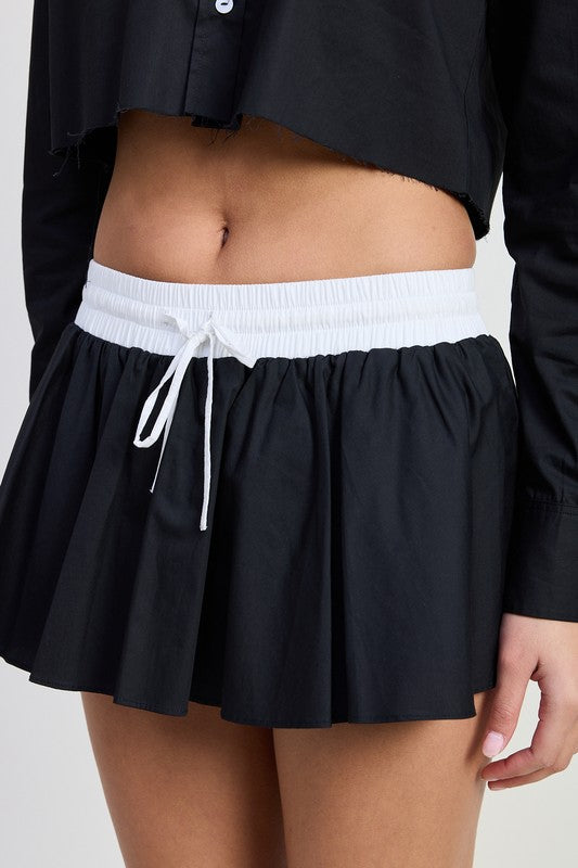 MINI CONTRAST WAISTBAND SKIRT-Emory Park-BLACK-S-[option4]-[option5]-[option6]-[option7]-[option8]-Shop-Boutique-Clothing-for-Women-Online