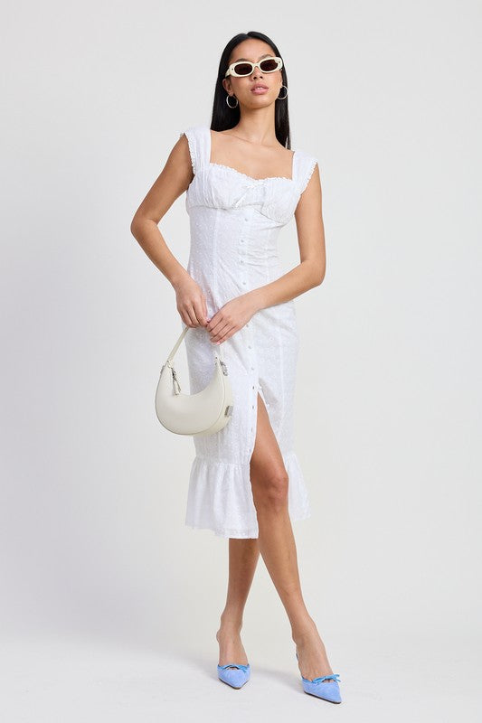 SQAURE NECK MIDI CAP SLEEVE DRESS-Emory Park-[option4]-[option5]-[option6]-[option7]-[option8]-Shop-Boutique-Clothing-for-Women-Online