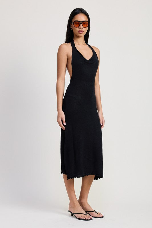 COWN NECK MIDI OPEN BACK DRESS-Emory Park-[option4]-[option5]-[option6]-[option7]-[option8]-Shop-Boutique-Clothing-for-Women-Online