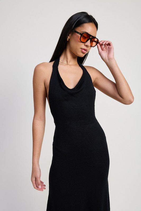 COWN NECK MIDI OPEN BACK DRESS-Emory Park-[option4]-[option5]-[option6]-[option7]-[option8]-Shop-Boutique-Clothing-for-Women-Online