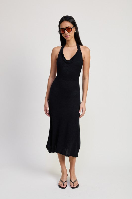 COWN NECK MIDI OPEN BACK DRESS-Emory Park-[option4]-[option5]-[option6]-[option7]-[option8]-Shop-Boutique-Clothing-for-Women-Online