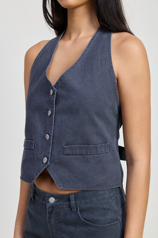 BUTTON UP HALTER NECK TOP-Emory Park-[option4]-[option5]-[option6]-[option7]-[option8]-Shop-Boutique-Clothing-for-Women-Online