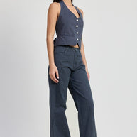 BUTTON UP HALTER NECK TOP-Emory Park-[option4]-[option5]-[option6]-[option7]-[option8]-Shop-Boutique-Clothing-for-Women-Online