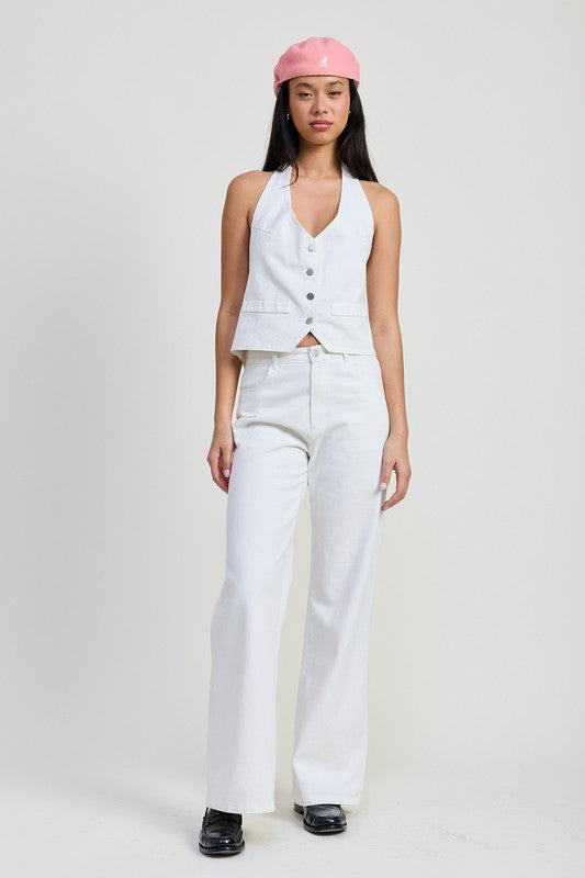 BUTTON UP HALTER NECK TOP-Emory Park-[option4]-[option5]-[option6]-[option7]-[option8]-Shop-Boutique-Clothing-for-Women-Online