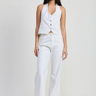 BUTTON UP HALTER NECK TOP-Emory Park-[option4]-[option5]-[option6]-[option7]-[option8]-Shop-Boutique-Clothing-for-Women-Online