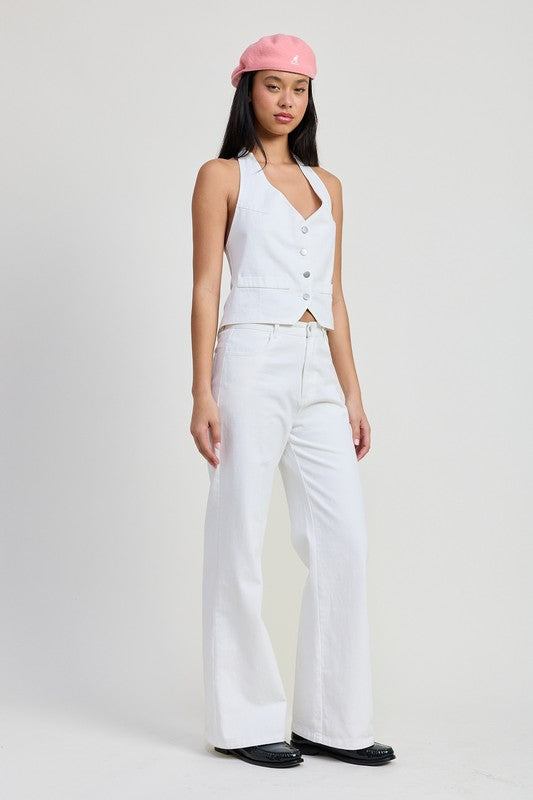 BUTTON UP HALTER NECK TOP-Emory Park-[option4]-[option5]-[option6]-[option7]-[option8]-Shop-Boutique-Clothing-for-Women-Online