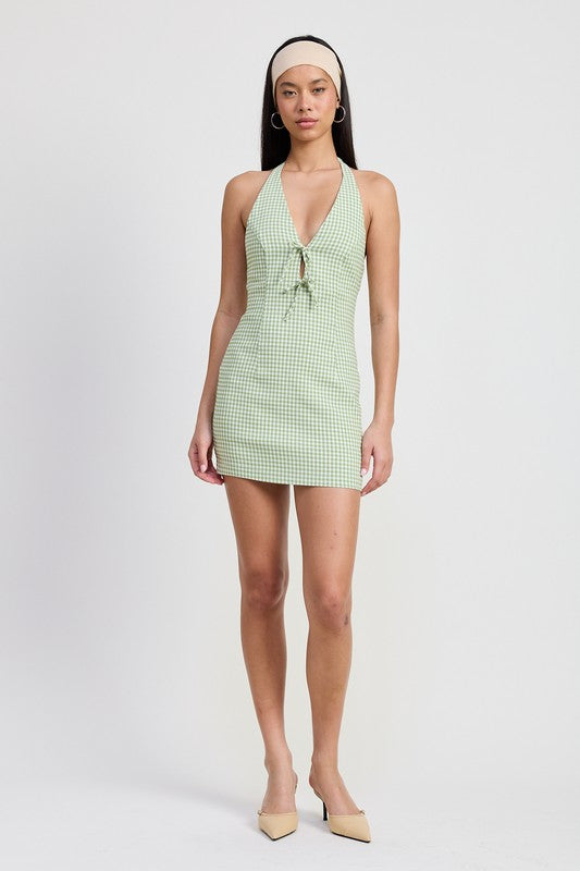 GINGHAM HALTER MINI DRESS-Emory Park-[option4]-[option5]-[option6]-[option7]-[option8]-Shop-Boutique-Clothing-for-Women-Online