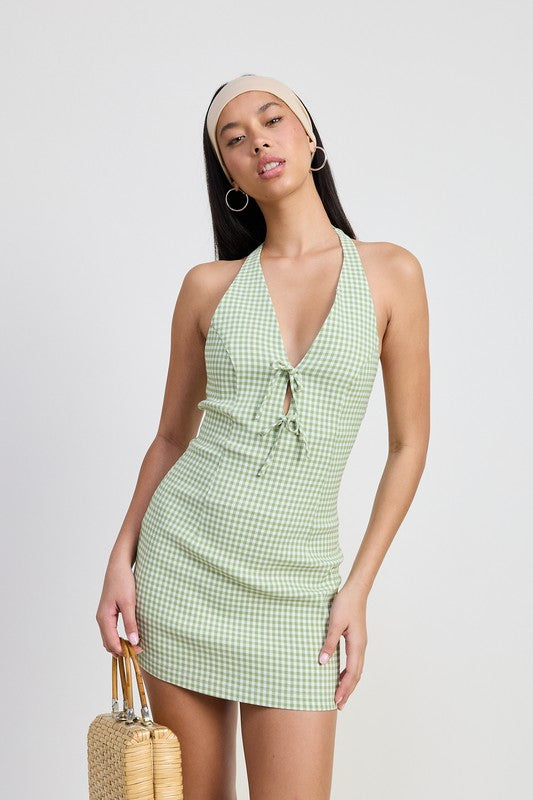 GINGHAM HALTER MINI DRESS-Emory Park-[option4]-[option5]-[option6]-[option7]-[option8]-Shop-Boutique-Clothing-for-Women-Online
