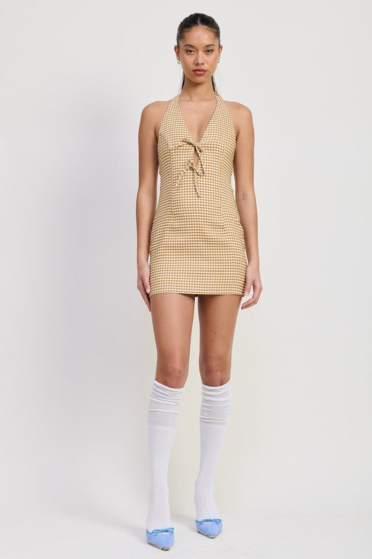 GINGHAM HALTER MINI DRESS-Emory Park-[option4]-[option5]-[option6]-[option7]-[option8]-Shop-Boutique-Clothing-for-Women-Online