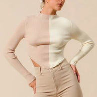 SO ME Color Block Fitted Crop Sweater Top-Sweaters-Trendsi-[option4]-[option5]-[option6]-[option7]-[option8]-Shop-Boutique-Clothing-for-Women-Online