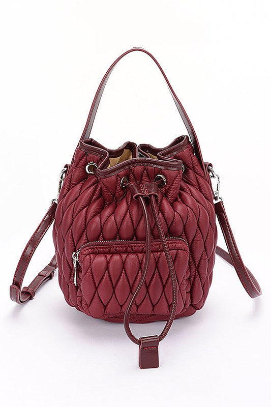 Nylon Quilted Puffer Convertible Bucket Bag-LA Jewelry Plaza-[option4]-[option5]-[option6]-[option7]-[option8]-Shop-Boutique-Clothing-for-Women-Online