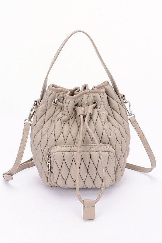 Nylon Quilted Puffer Convertible Bucket Bag-LA Jewelry Plaza-[option4]-[option5]-[option6]-[option7]-[option8]-Shop-Boutique-Clothing-for-Women-Online