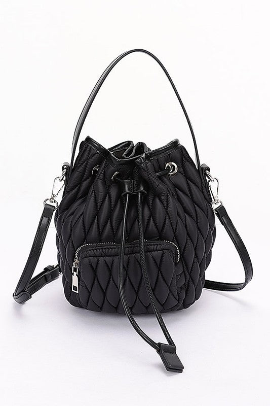 Nylon Quilted Puffer Convertible Bucket Bag-LA Jewelry Plaza-[option4]-[option5]-[option6]-[option7]-[option8]-Shop-Boutique-Clothing-for-Women-Online