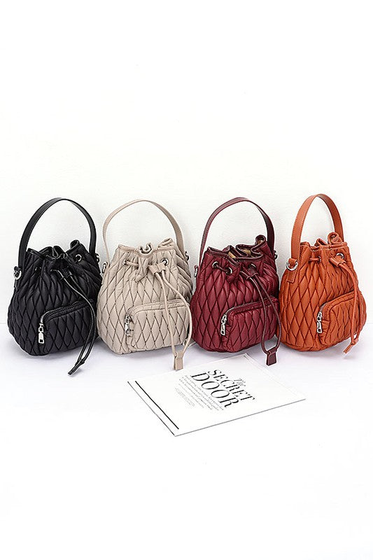 Nylon Quilted Puffer Convertible Bucket Bag-LA Jewelry Plaza-[option4]-[option5]-[option6]-[option7]-[option8]-Shop-Boutique-Clothing-for-Women-Online