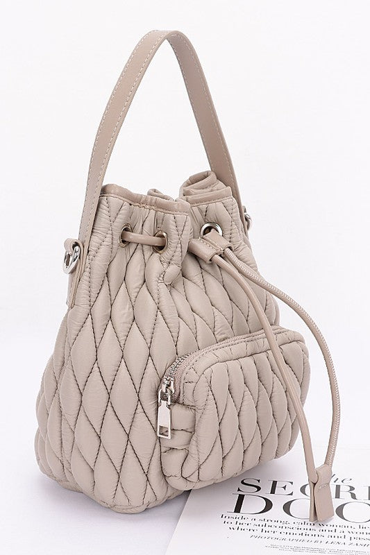 Nylon Quilted Puffer Convertible Bucket Bag-LA Jewelry Plaza-[option4]-[option5]-[option6]-[option7]-[option8]-Shop-Boutique-Clothing-for-Women-Online