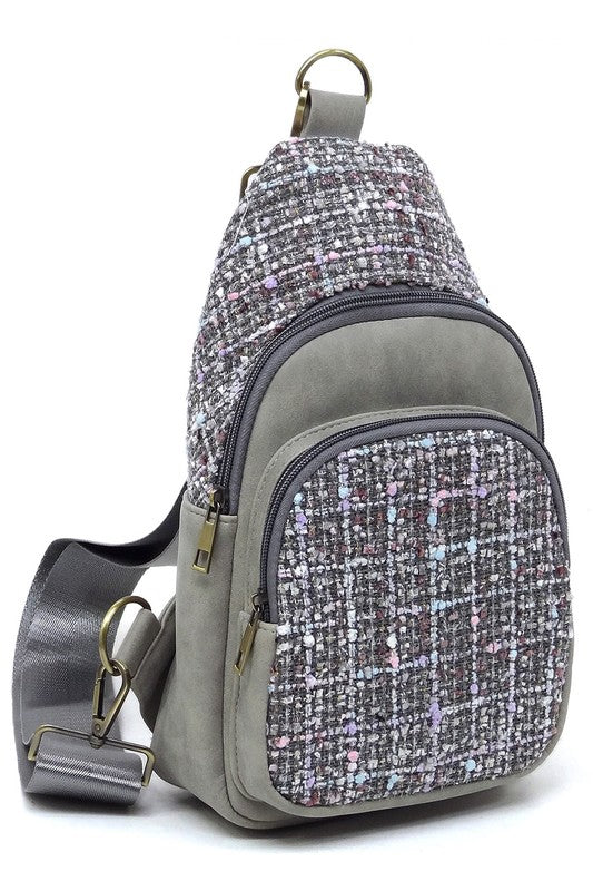 Tweed Sling Bag Backpack-Fashion World-[option4]-[option5]-[option6]-[option7]-[option8]-Shop-Boutique-Clothing-for-Women-Online