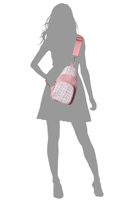 Tweed Sling Bag Backpack-Fashion World-[option4]-[option5]-[option6]-[option7]-[option8]-Shop-Boutique-Clothing-for-Women-Online