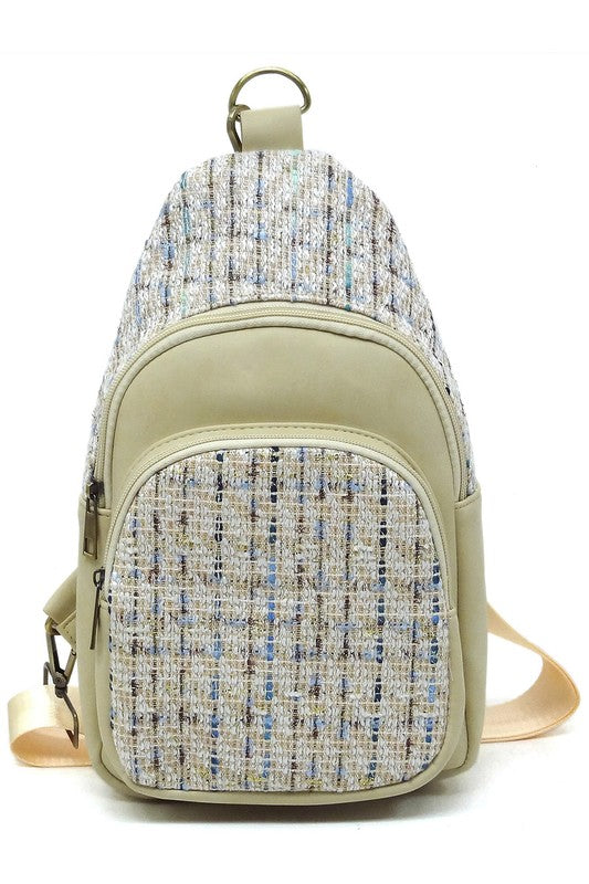 Tweed Sling Bag Backpack-Fashion World-[option4]-[option5]-[option6]-[option7]-[option8]-Shop-Boutique-Clothing-for-Women-Online