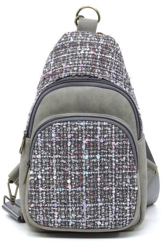 Tweed Sling Bag Backpack-Fashion World-[option4]-[option5]-[option6]-[option7]-[option8]-Shop-Boutique-Clothing-for-Women-Online
