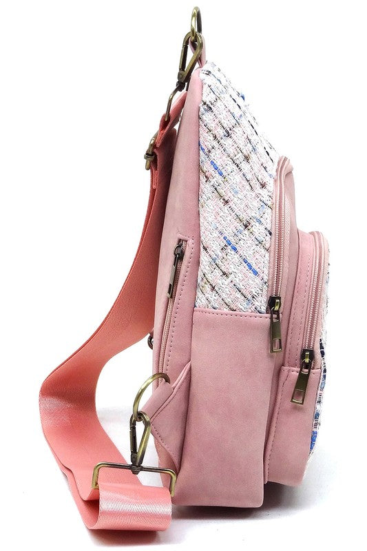 Tweed Sling Bag Backpack-Fashion World-[option4]-[option5]-[option6]-[option7]-[option8]-Shop-Boutique-Clothing-for-Women-Online