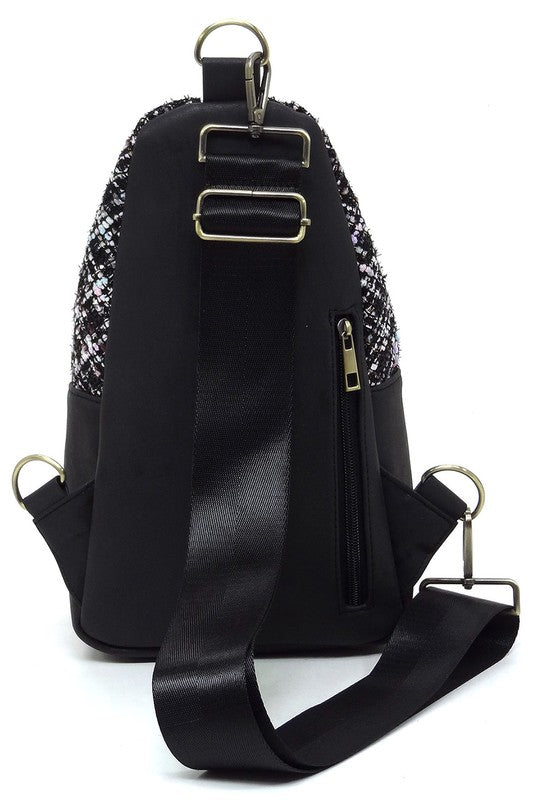 Tweed Sling Bag Backpack-Fashion World-[option4]-[option5]-[option6]-[option7]-[option8]-Shop-Boutique-Clothing-for-Women-Online