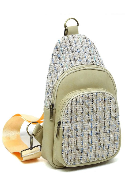 Tweed Sling Bag Backpack-Fashion World-[option4]-[option5]-[option6]-[option7]-[option8]-Shop-Boutique-Clothing-for-Women-Online