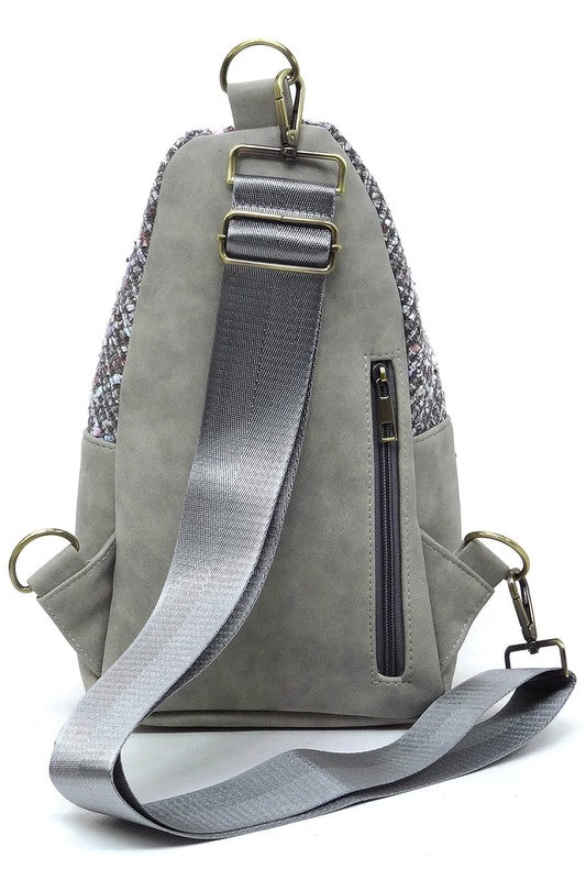 Tweed Sling Bag Backpack-Fashion World-[option4]-[option5]-[option6]-[option7]-[option8]-Shop-Boutique-Clothing-for-Women-Online