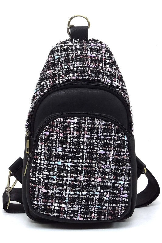 Tweed Sling Bag Backpack-Fashion World-[option4]-[option5]-[option6]-[option7]-[option8]-Shop-Boutique-Clothing-for-Women-Online